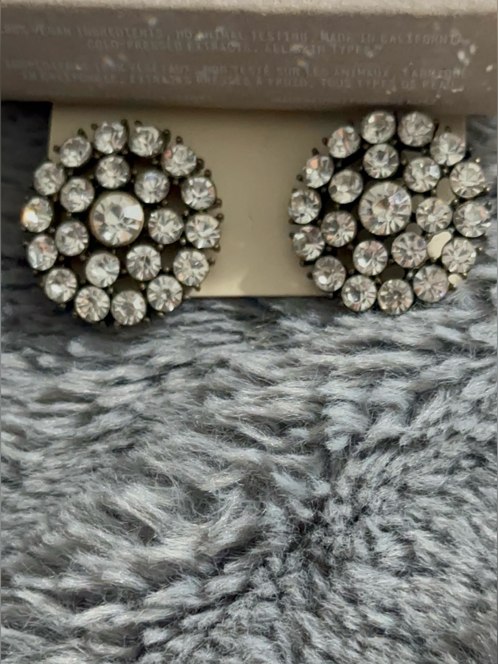 Clear Crystal Cluster Stud Earrings in Silver Tone
